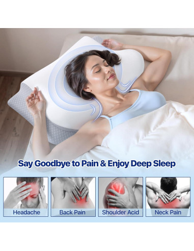 Almohada de Cuello Ergonómica Secailog PL02 2 en 1 Viscoelástica