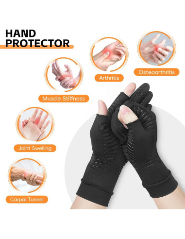 Guantes de Artritis Big Mango, Compresión Cobre, Talla Grande