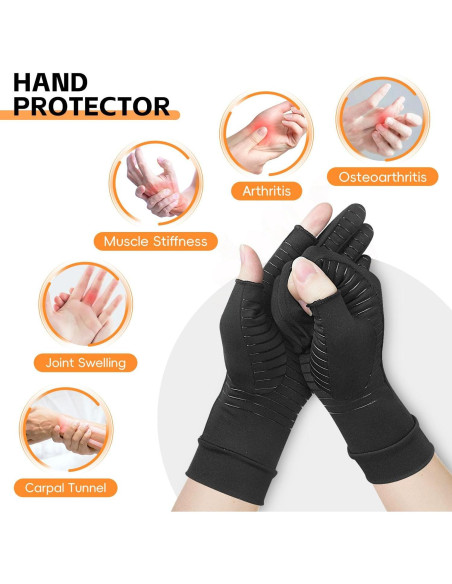 Guantes de Artritis Big Mango, Compresión Cobre, Talla Grande