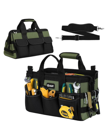 Bolsa de Herramientas UUP 12" Verde, 15 Bolsillos Resistente