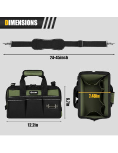 Bolsa de Herramientas UUP 12" Verde, 15 Bolsillos Resistente 2