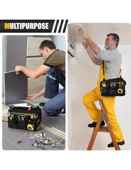 Bolsa de Herramientas UUP 12" Verde, 15 Bolsillos Resistente