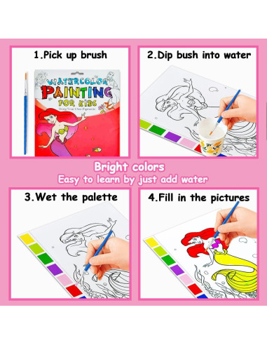 Libro de Colorear Acuarelas JZILU para Niños - Pintura Mágica
