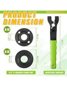 Kit de Llave y Tuercas de Amoladora Hicarer 37 Pcs Verde 2