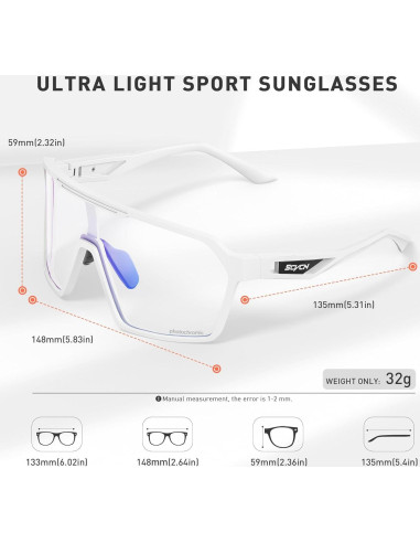 Gafas de Ciclismo Fotoquímicas SCVCN UV400 Unisex Azul-03