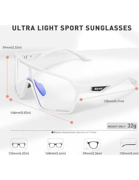 Gafas de Ciclismo Fotoquímicas SCVCN UV400 Unisex Azul-03