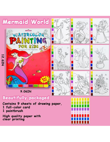 Libro de Colorear Acuarelas JZILU para Niños - Pintura Mágica