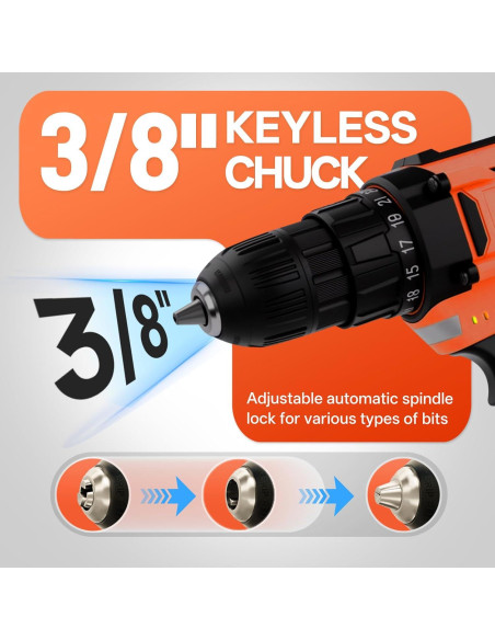 Juego de Taladro Inalámbrico 20V COMOWARE 171 Piezas