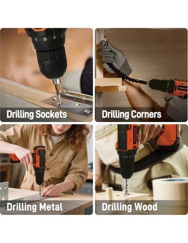 Juego de Taladro Inalámbrico 20V COMOWARE 171 Piezas