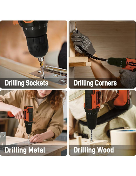 Juego de Taladro Inalámbrico 20V COMOWARE 171 Piezas