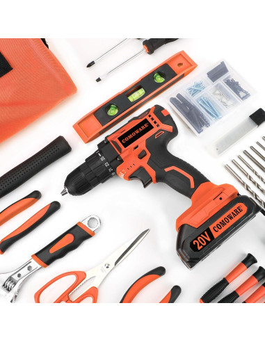 Juego de Taladro Inalámbrico 20V COMOWARE 171 Piezas