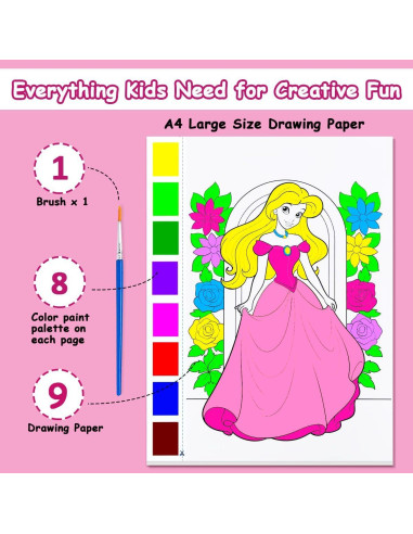 Libro de Colorear Acuarelas JZILU para Niños - Set Mágico