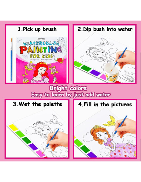 Libro de Colorear Acuarelas JZILU para Niños - Set Mágico