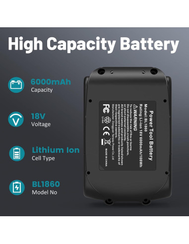 Batería de Litio 6000mAh 18V Djsanu para Makita BL1860