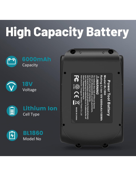 Batería de Litio 6000mAh 18V Djsanu para Makita BL1860