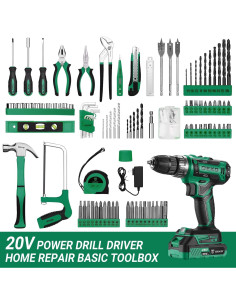 Juego de Herramientas DEKOPRO 20V con Taladro Inalámbrico y Destornillador 2