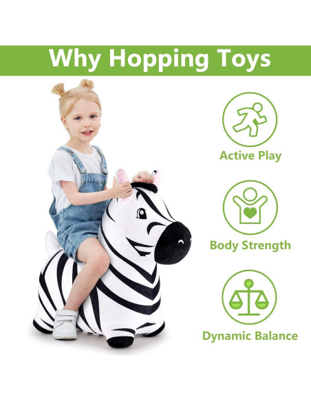 Caballo Saltarín Cebra iPlay, Juguete Inflable para Niños