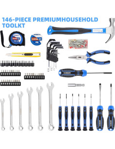 Juego de Herramientas URASISTO 146 Piezas con Bolsa 35 cm 2