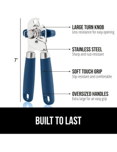 Abrelatas Manual GORILLA GRIP Acero Inoxidable Azul 17.78 cm 2