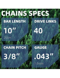 Cadenas de Motosierra 10" FIFCHALL .043" Calibre 3/8 LP - 2 Pcs 2