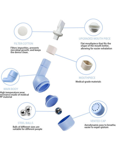 Entrenador de Respiración BOKANG con Válvula Flutter y 3 Bolas
