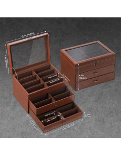 Caja Organizadora de Gafas AUTOARK de Cuero y Terciopelo 24 Piezas 2