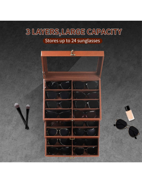 Caja Organizadora de Gafas AUTOARK de Cuero y Terciopelo 24 Piezas