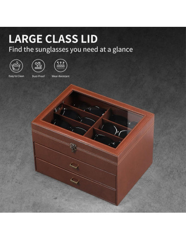 Caja Organizadora de Gafas AUTOARK de Cuero y Terciopelo 24 Piezas