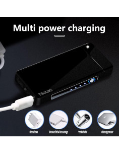Encendedor Eléctrico Recargable TIKIUKI Mate Oscuro a Prueba de Viento 2