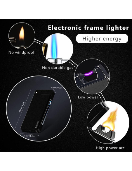 Encendedor Eléctrico Recargable TIKIUKI Mate Oscuro a Prueba de Viento