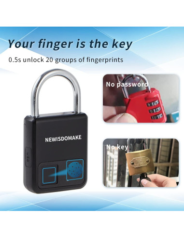 Candado de Huella Dactilar Newisdomake NM-8900B Negro