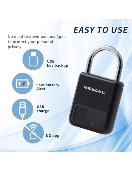 Candado de Huella Dactilar Newisdomake NM-8900B Negro