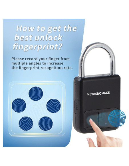 Candado de Huella Dactilar Newisdomake NM-8900B Negro