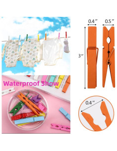 80 Pinzas de Madera de Colores Tecbeauty para Ropa 7.6 cm 2
