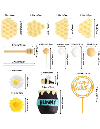 Decoraciones de Pastel de Abeja Hooqict 33 Piezas con Tarro de Miel
