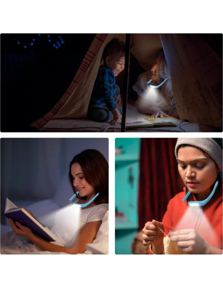 Luz de libro LED LALAKU GH-8, 3 modos, recargable, flexible
