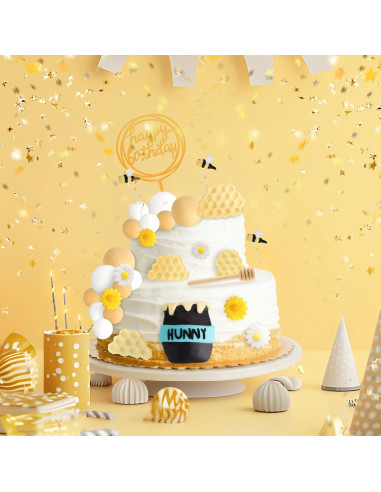 Decoraciones de Pastel de Abeja Hooqict 33 Piezas con Tarro de Miel