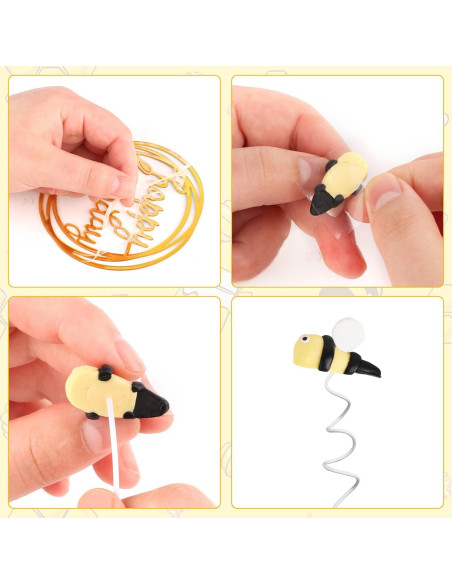 Decoraciones de Pastel de Abeja Hooqict 33 Piezas con Tarro de Miel