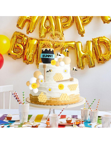 Decoraciones de Pastel de Abeja Hooqict 33 Piezas con Tarro de Miel