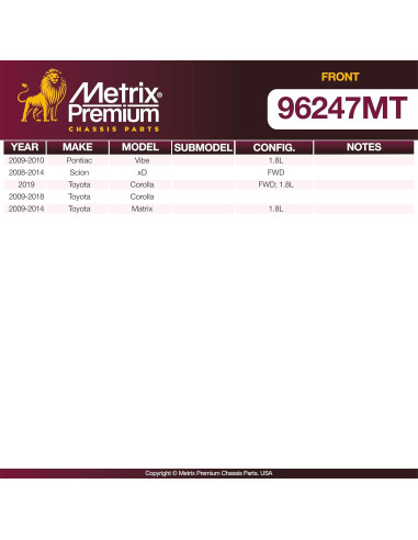 Kit de Freno de Disco Metrix Premium para Toyota y Scion