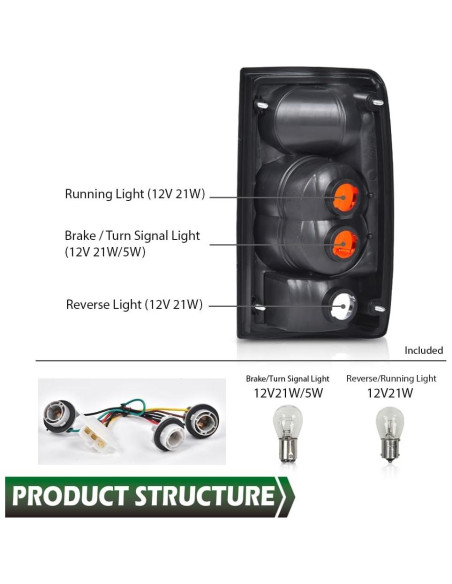 Ensamble de Luces Traseras GRAND ORANGE para Toyota Hilux 1989-1995