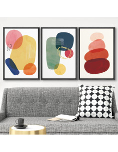 Conjunto de Lienzos Enmarcados Wall26 3 Piezas 91x61 cm Abstracto 2