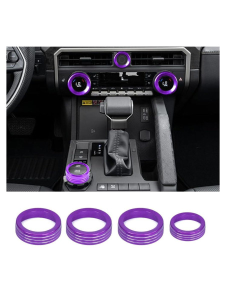 Cubierta de Botón de Aire Acondicionado KUJOOY para Toyota Tacoma 2024-2026 y 4Runner 2025-2026 - Aluminio Púrpura