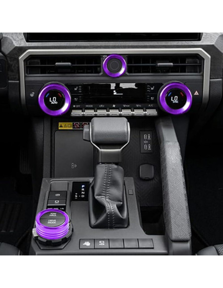 Cubierta de Botón de Aire Acondicionado KUJOOY para Toyota Tacoma 2024-2026 y 4Runner 2025-2026 - Aluminio Púrpura