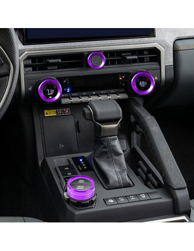 Cubierta de Botón de Aire Acondicionado KUJOOY para Toyota Tacoma 2024-2026 y 4Runner 2025-2026 - Aluminio Púrpura
