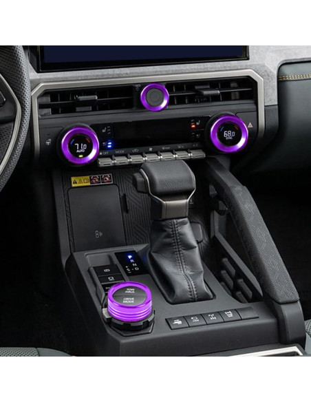 Cubierta de Botón de Aire Acondicionado KUJOOY para Toyota Tacoma 2024-2026 y 4Runner 2025-2026 - Aluminio Púrpura