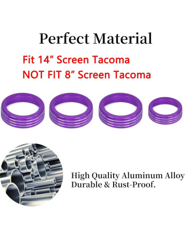 Cubierta de Botón de Aire Acondicionado KUJOOY para Toyota Tacoma 2024-2026 y 4Runner 2025-2026 - Aluminio Púrpura