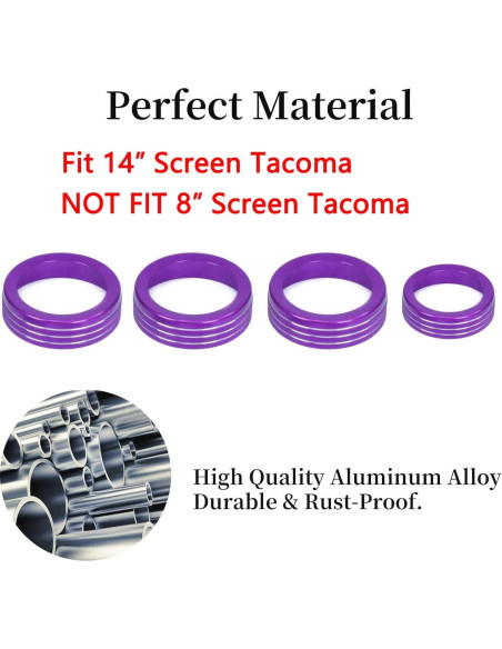 Cubierta de Botón de Aire Acondicionado KUJOOY para Toyota Tacoma 2024-2026 y 4Runner 2025-2026 - Aluminio Púrpura