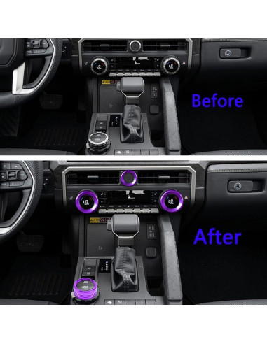 Cubierta de Botón de Aire Acondicionado KUJOOY para Toyota Tacoma 2024-2026 y 4Runner 2025-2026 - Aluminio Púrpura