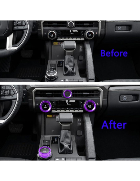 Cubierta de Botón de Aire Acondicionado KUJOOY para Toyota Tacoma 2024-2026 y 4Runner 2025-2026 - Aluminio Púrpura